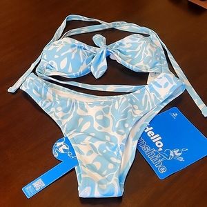 CUPSHE Blue/White Bikini. Small